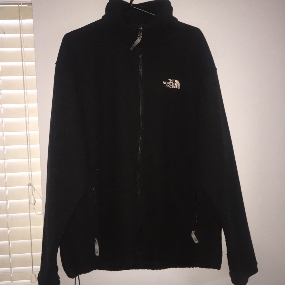 NORTH FACE BLACK FUZZY TURTLENECK ZIP UP JACKET